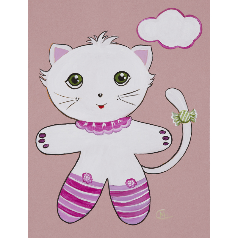 Motif enfantin : le chat blanc Modèles