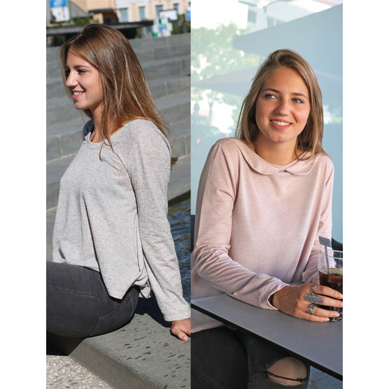 Modèle - Top à encolure ronde ou à col Claudine Modèles