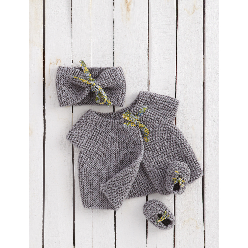 Modèles tricot enfant – Escapade fillette, ensemble gris souris Modèle à télécharger Modèles