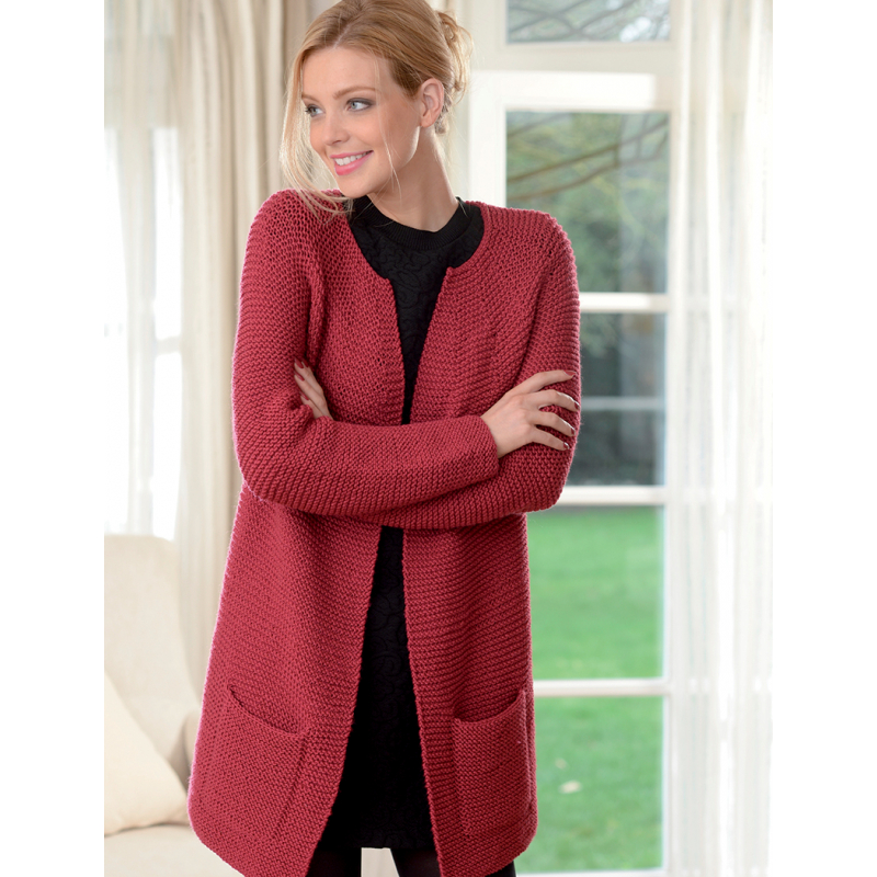 Modèle tricot – Veste longue Jaspe Modèle à télécharger Modèles