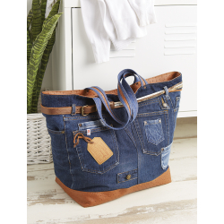 Modèle - Sac shopper Cuir & denim Modèles Modèle - Sac shopper Cuir & denim Modèles