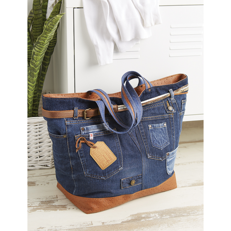 Sac shopper Cuir & denim  - 1