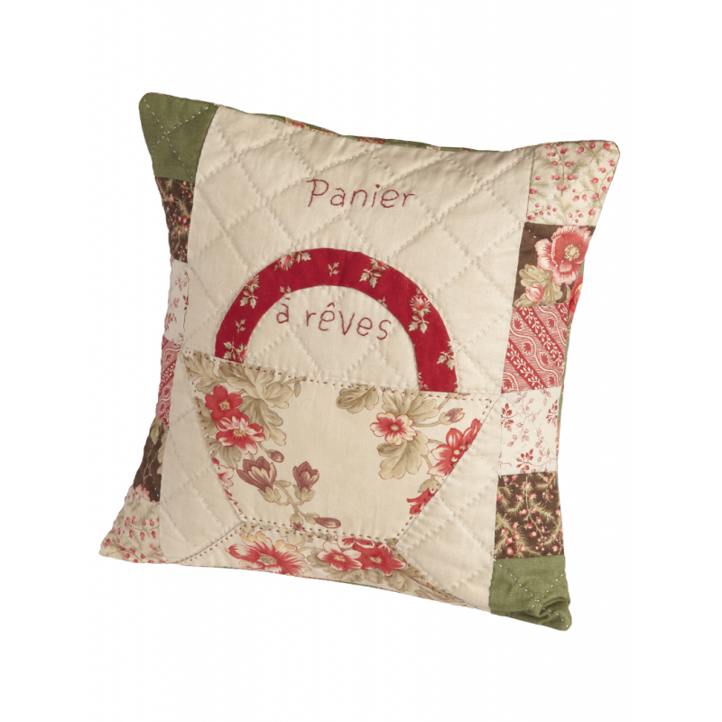 Modèle patchwork – Le panier à rêves, housse de coussin brodée Modèle à télécharger Modèles