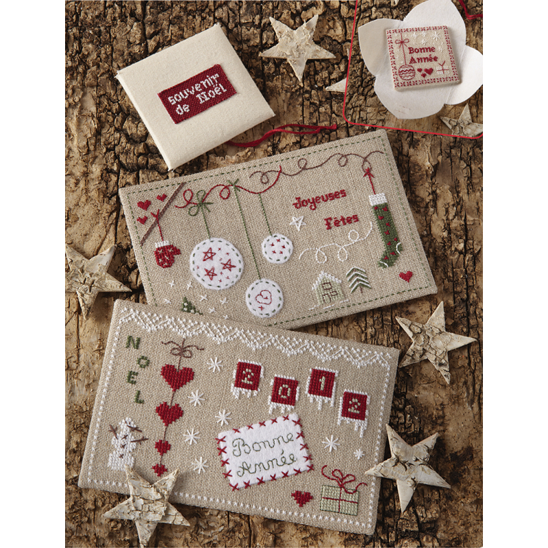 Modèle broderie – Cartes de vœux Doux souhaits Modèle à télécharger Modèles