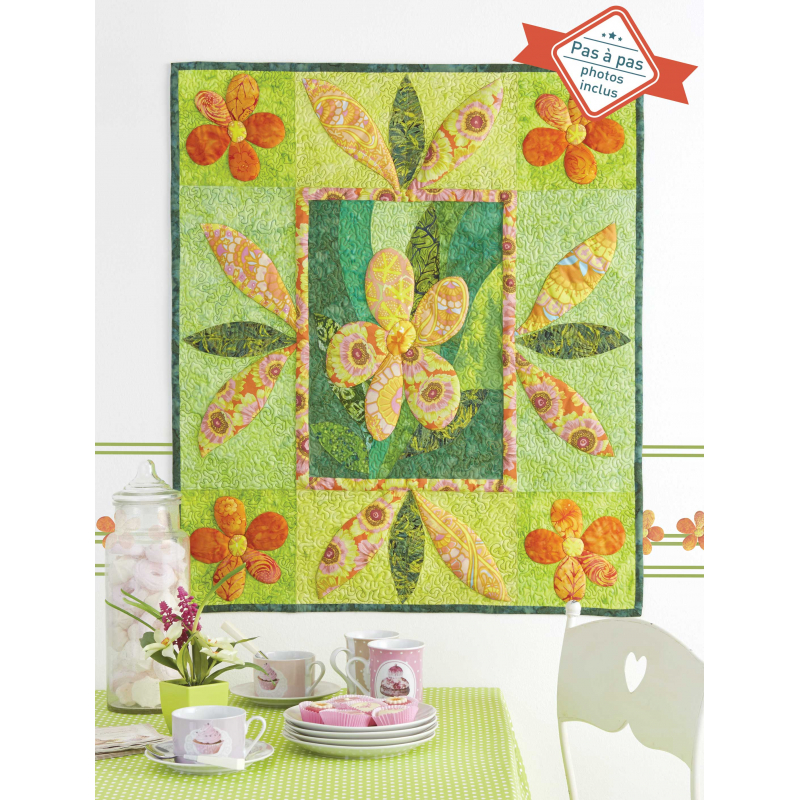 Modèle patchwork – Panneau Printemps fleuri, Modèle à télécharger Modèles