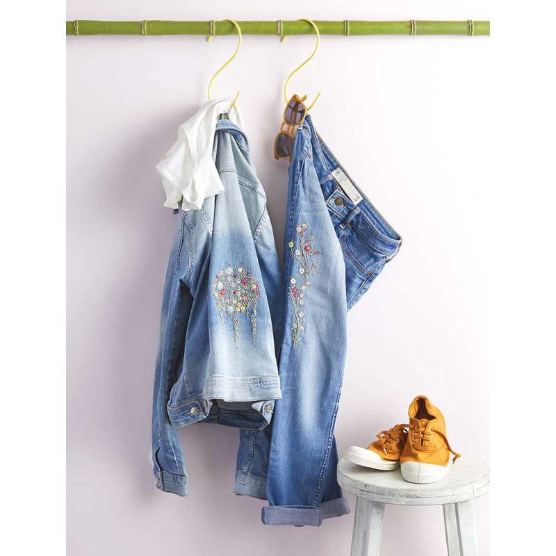 Modèle - Broderie fleurie pour customiser vos vêtements en jean Modèle à télécharger Modèles