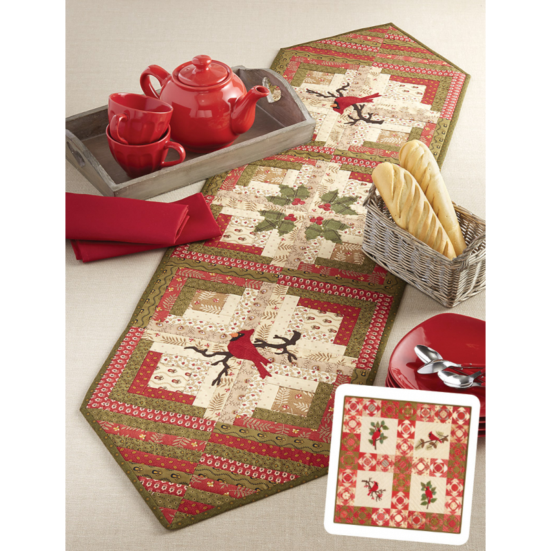 Modèle - Le cardinal en hiver - Chemin de table Modèles