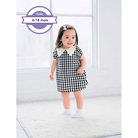 Robe vichy et col en broderie anglaise  - 1