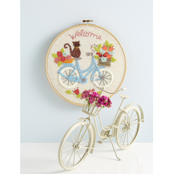 Modèle broderie – Hoop art À bicyclette avec Minette Modèle à télécharger Modèles