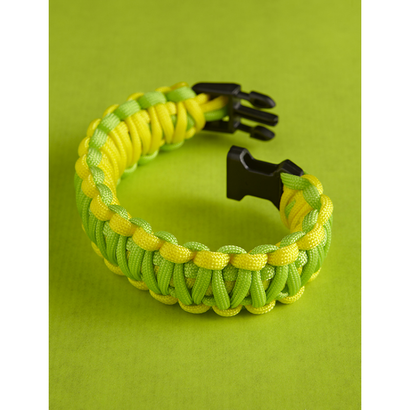 Bracelet recouvert jaune et vert  - 1