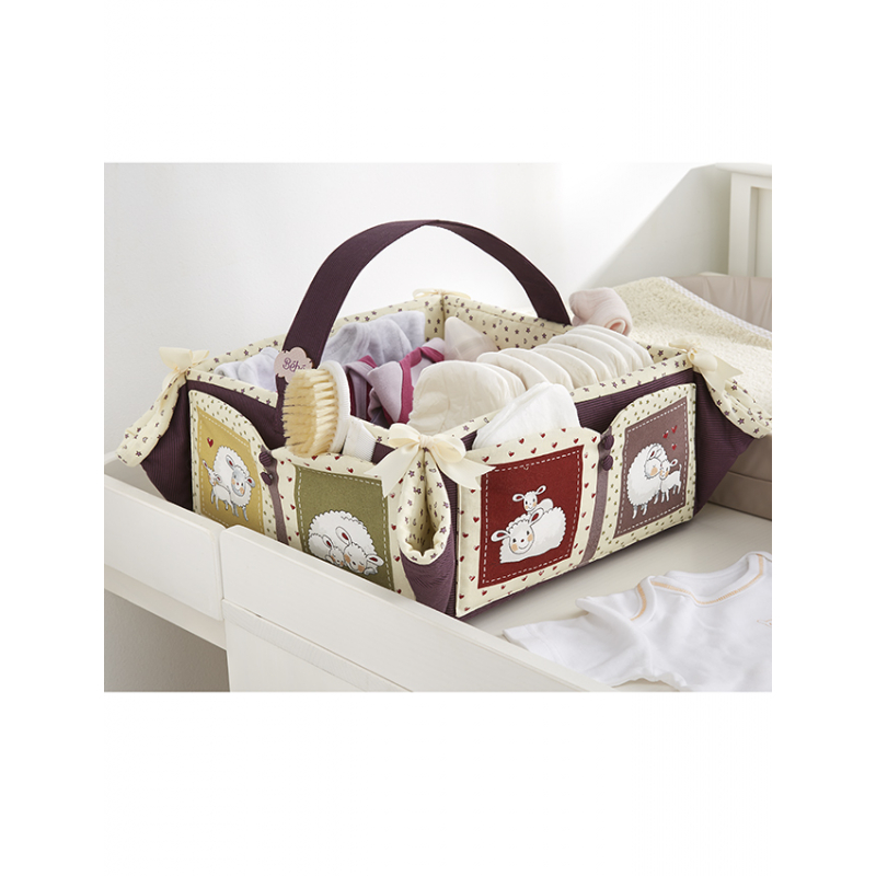 Modèle couture bébé – Corbeille de toilette en tissu