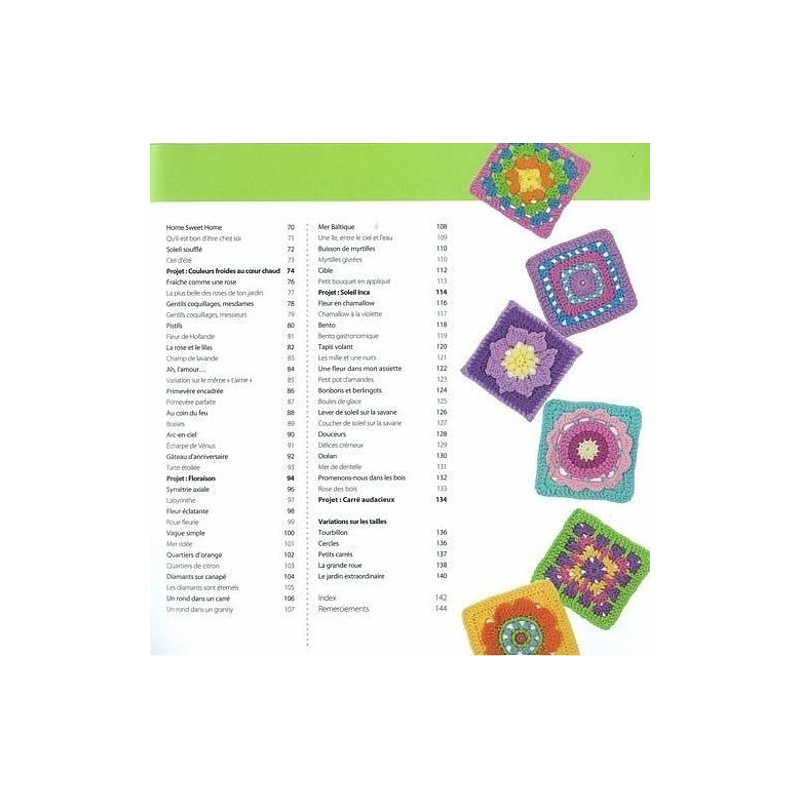 100 Granny Squares acidulés Livre Crochet