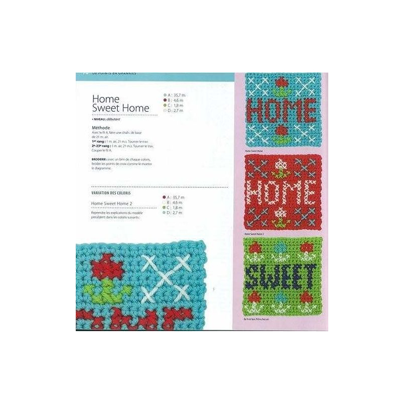 100 Granny Squares acidulés Livre Crochet