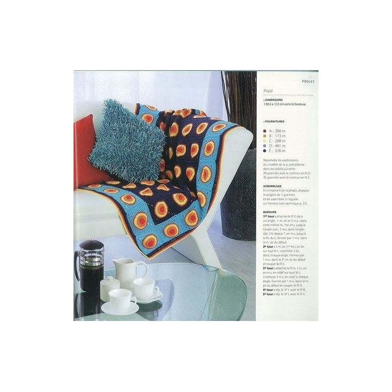 100 Granny Squares acidulés Livre Crochet