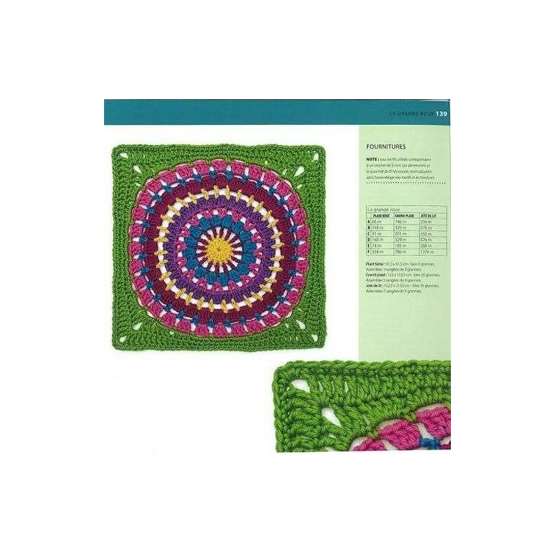100 Granny Squares acidulés Livre Crochet