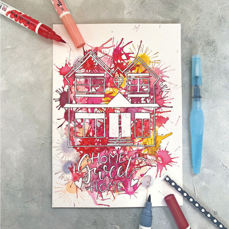 Aquarelle & lettering aux crayons aquarellables