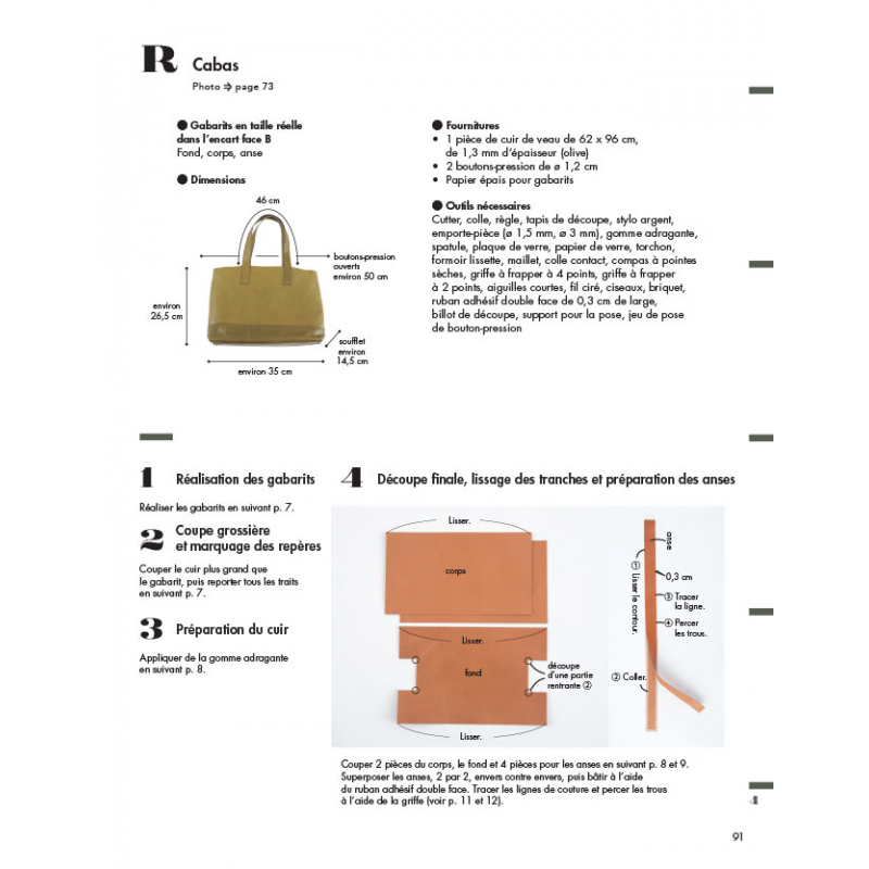 Mon grand cabas en cuir (livre Accessoires & sacs en cuir – Les éditions de  Saxe)