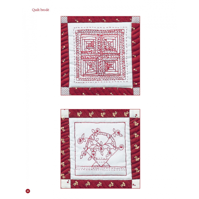 Quilts & Redwork - 60 blocs de broderie rouge  - 14