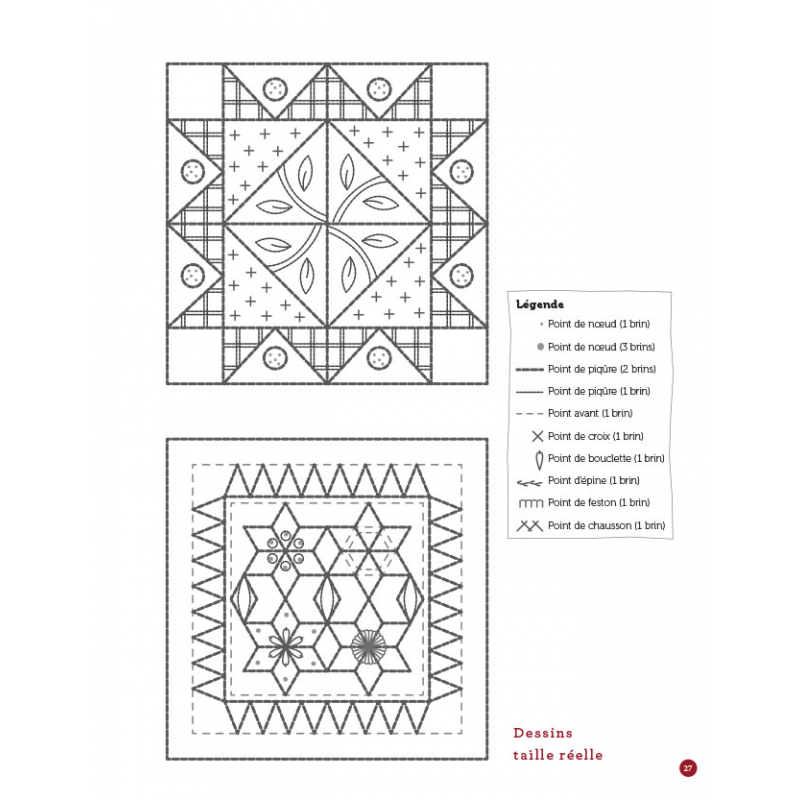Quilts & Redwork - 60 blocs de broderie rouge  - 15