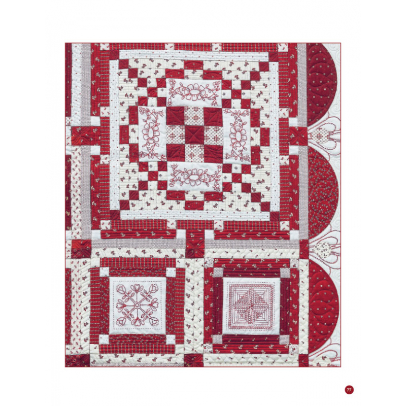 Quilts & Redwork - 60 blocs de broderie rouge  - 3