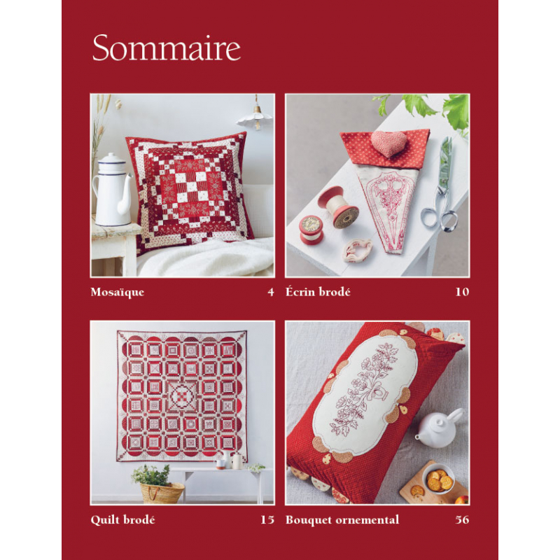 Quilts & Redwork - 60 blocs de broderie rouge  - 18