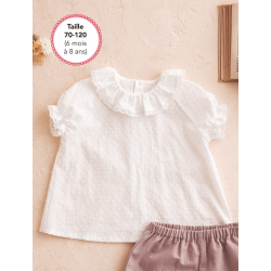 Modèle - Blouse à col volanté & à manches courtes en couture Modèle à télécharger Modèles