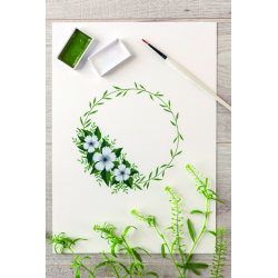 Cahier D'Aquarelle Pour Débutants - Livre Avec 12 Couleurs Et Pinceau - Kit Peinture Fleurs Cadeau Art Adulte/Ado