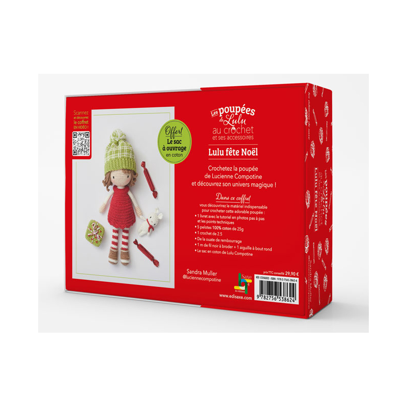Lulu fête Noël : Coffret Poupée de Lulu au crochet et ses accessoires Kit Crochet
