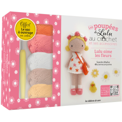 Coffret Poupée de Lulu aime les fleurs au crochet et ses accessoires