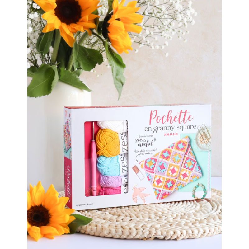 Coffret Pochette en granny square Kit Crochet