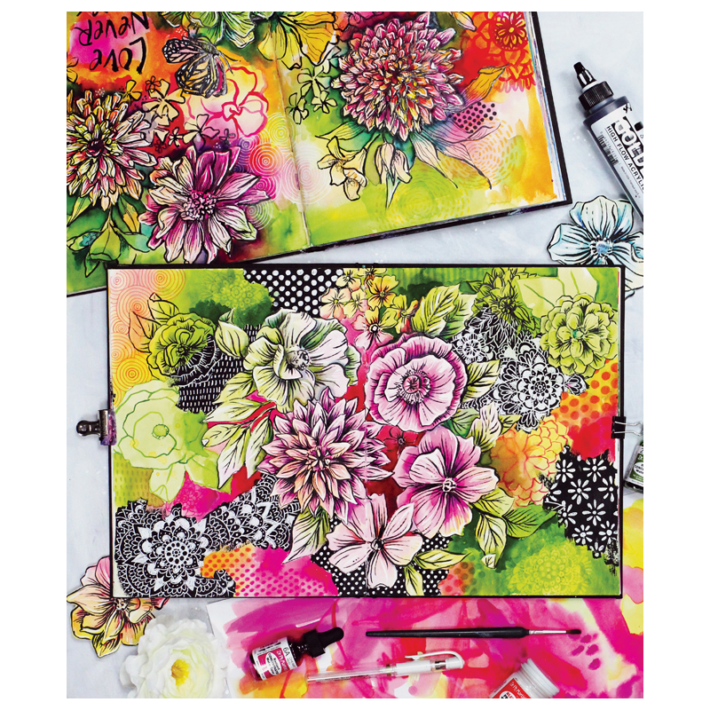 Drôles de fleurs en mixed media Livre Beaux-arts
