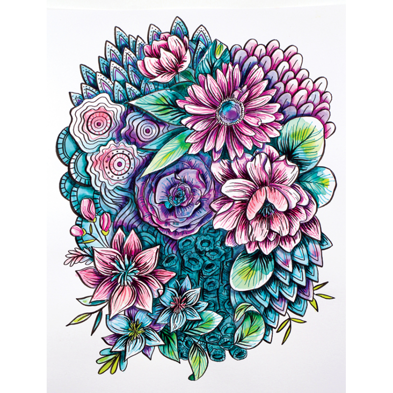 Drôles de fleurs en mixed media Livre Beaux-arts