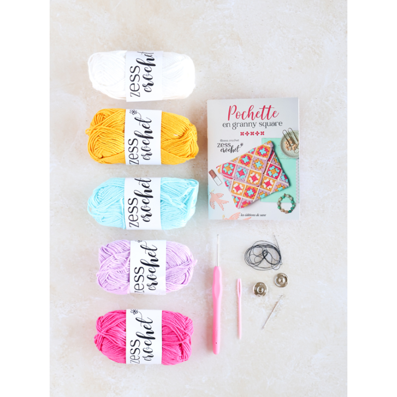 Coffret Pochette en granny square Kit Crochet