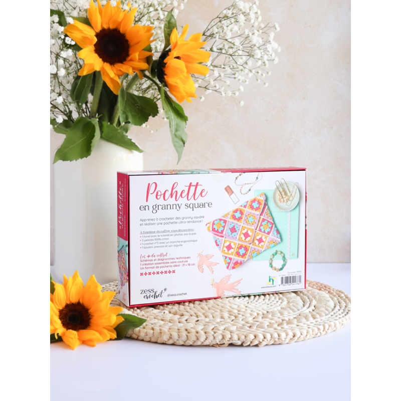 Coffret Pochette en granny square Kit Crochet