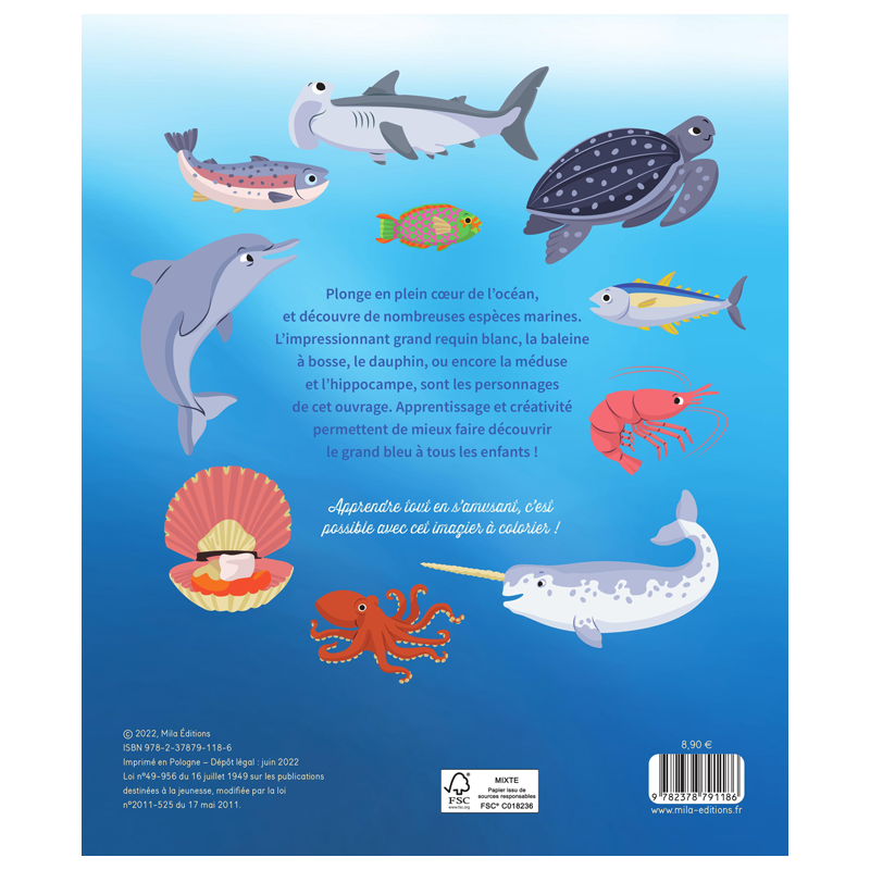 Mon imagier à colorier : les animaux de la mer Livre Jeunesse