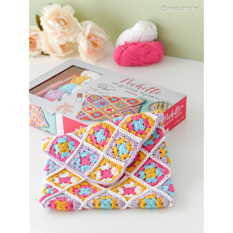 Coffret Pochette en granny square Kit Crochet