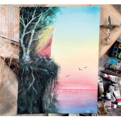 Paysages fantastiques à l'aquarelle Beaux-arts