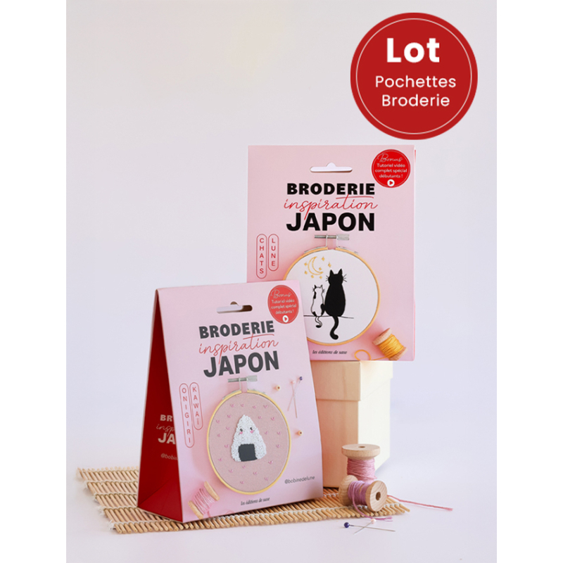 Lot Broderie Japon Kawaï – Onigiri & Chats de Lune Lot COFFRETS
