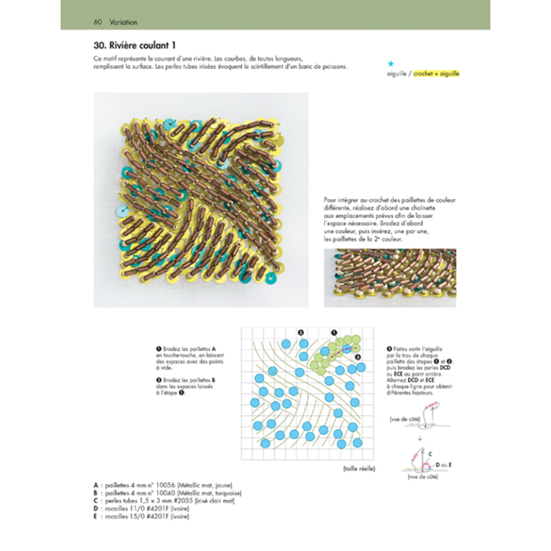 Broderie d'art en perles et paillettes Livre Broderie