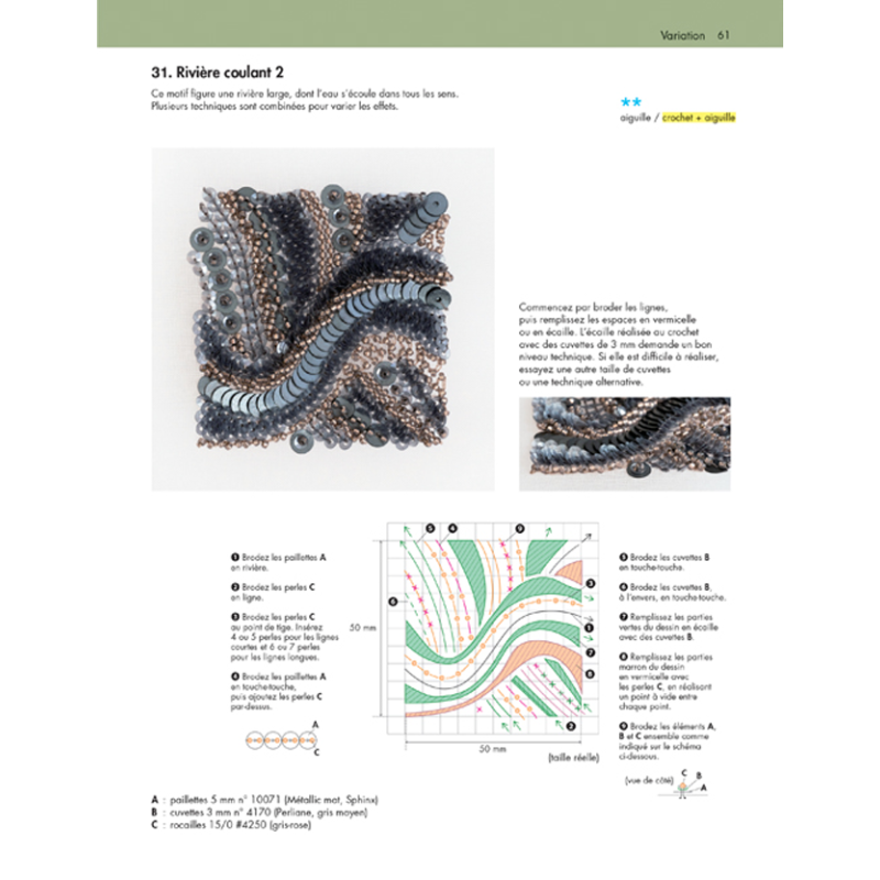 Broderie d'art en perles et paillettes Livre Broderie