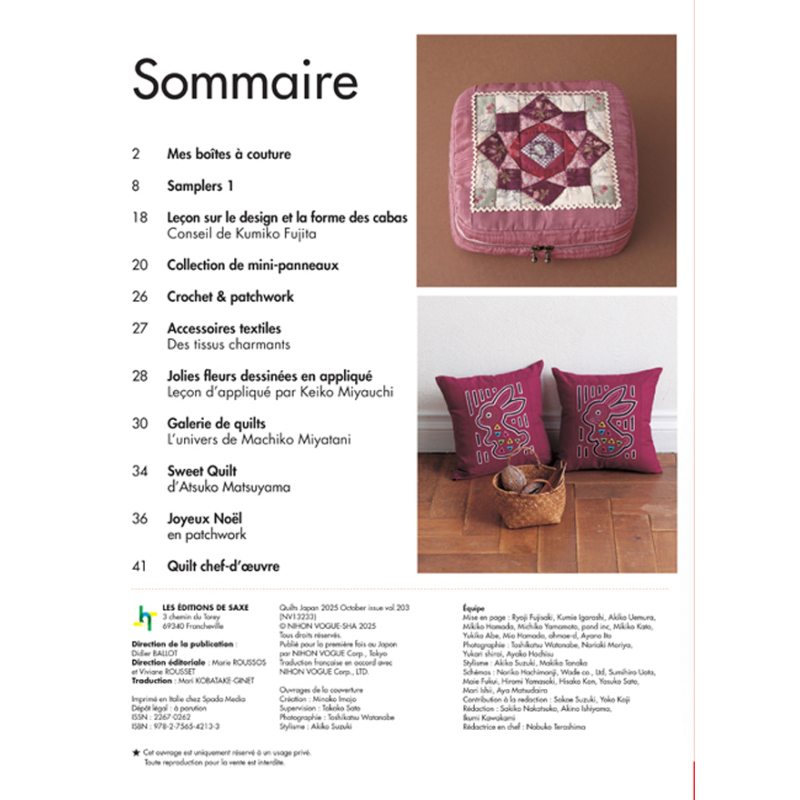 Samplers à l'honneur - Quilts japan N°40 Magazine Patchwork