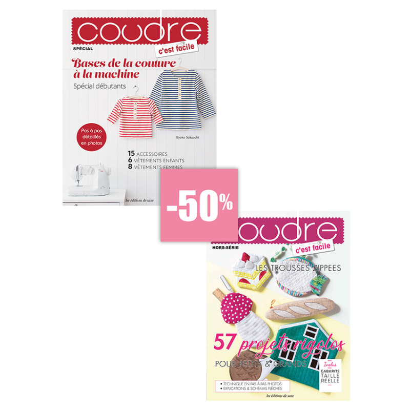 2 Coudre c’est facile – Débutants et Trousse Zippée Lot, Magazine Couture