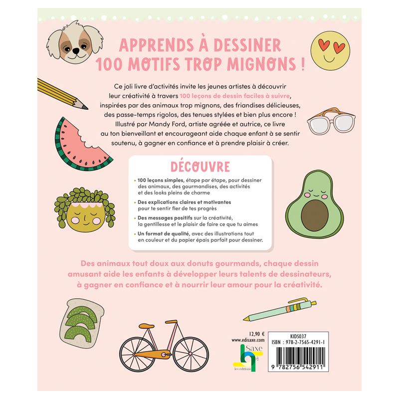 100 trucs trop mignons à dessiner Livre Jeunesse