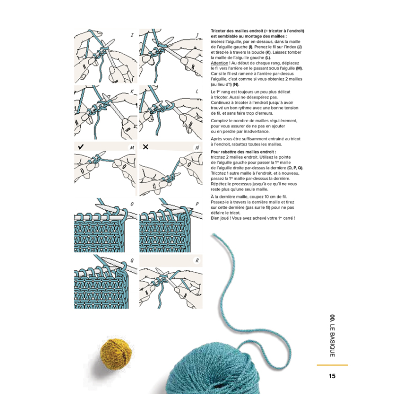 50 carrés pour débuter au tricot Livre Tricot