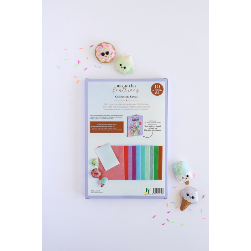 Pochette 10 feuilles feutrine - PASTEL KAWAI Fournitures DIY