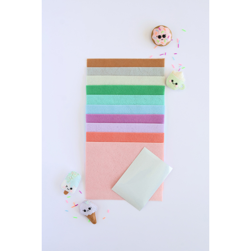Pochette 10 feuilles feutrine - PASTEL KAWAI Fournitures DIY