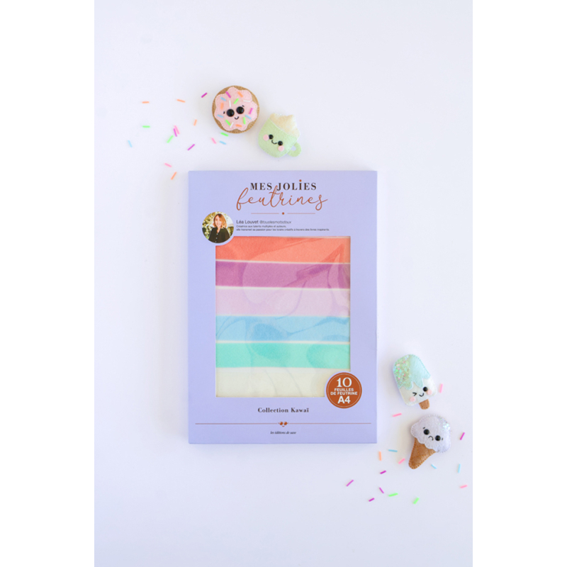 Pochette 10 feuilles feutrine - PASTEL KAWAI Fournitures DIY
