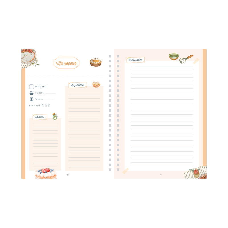 Mon carnet de recettes à remplir - Desserts Livre DIY