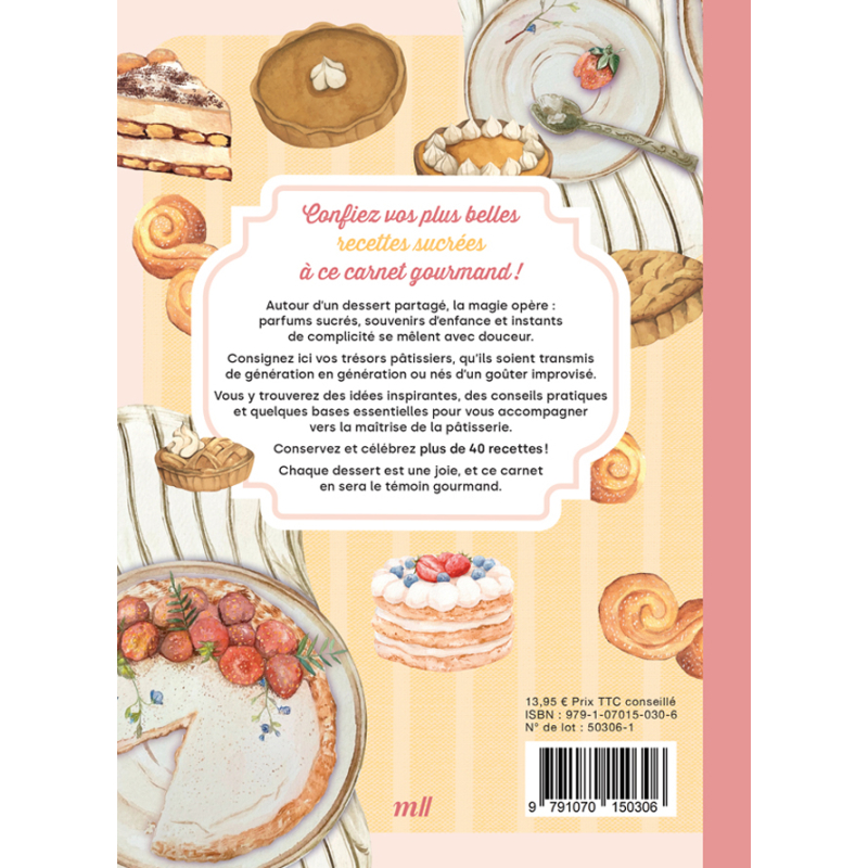 Mon carnet de recettes à remplir - Desserts Livre DIY