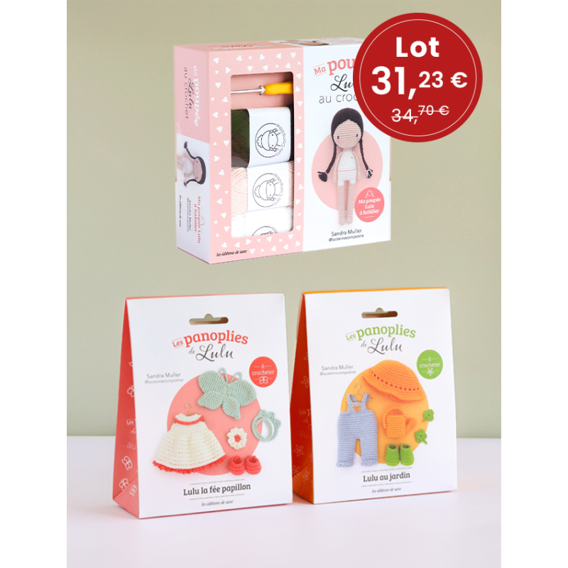 Lot Poupée Lulu & ses panoplies papillon et jardinière Lot, Kit Crochet